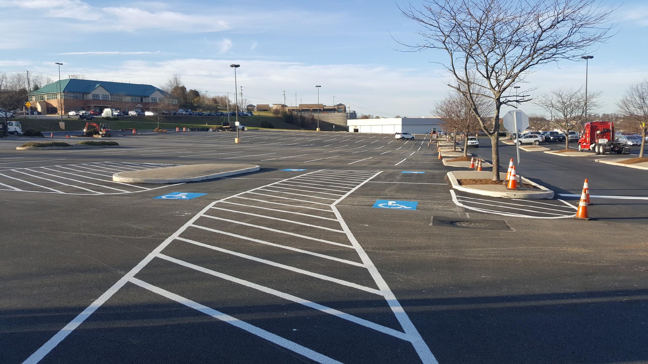 Shrewsbury Commons is one of our commercial paving projects. This location is an existing shopping center that we milled, resurfaced and made the required ADA modifications all while keeping the center open for day to day business.
