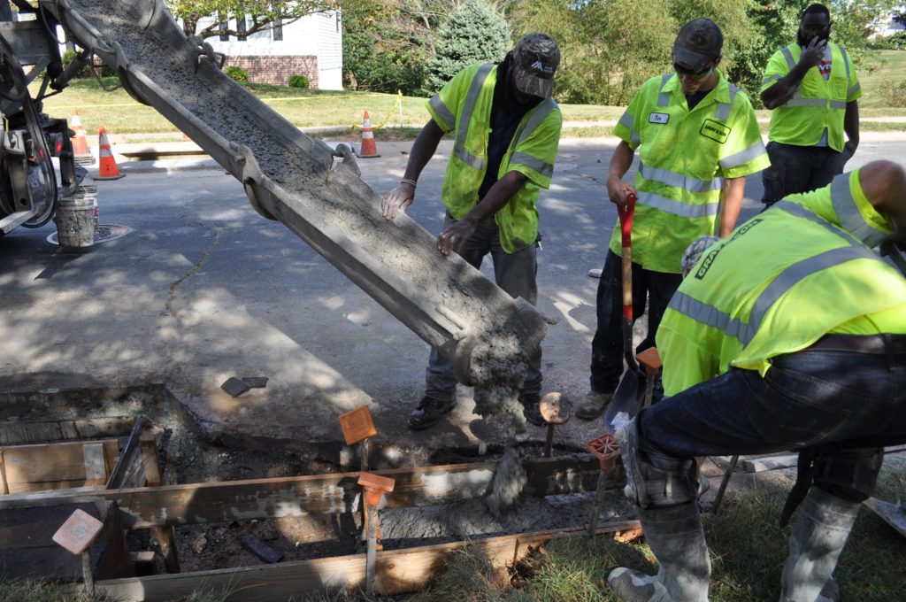 Construction team at Gray & Son working on a job site in Baltimore County, Maryland.