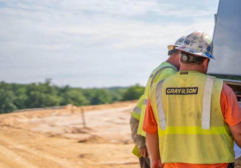 Employees working on a safe job site operated by Gray & Son, a leading site contractor in Maryland