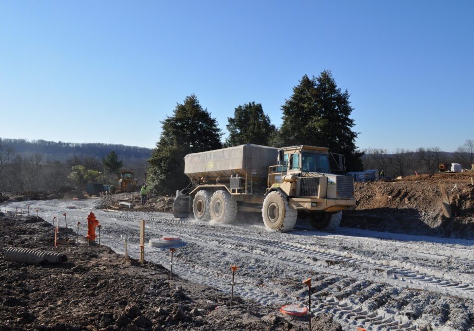 Gray & Son soil stabilization process at a project in Maryland.
